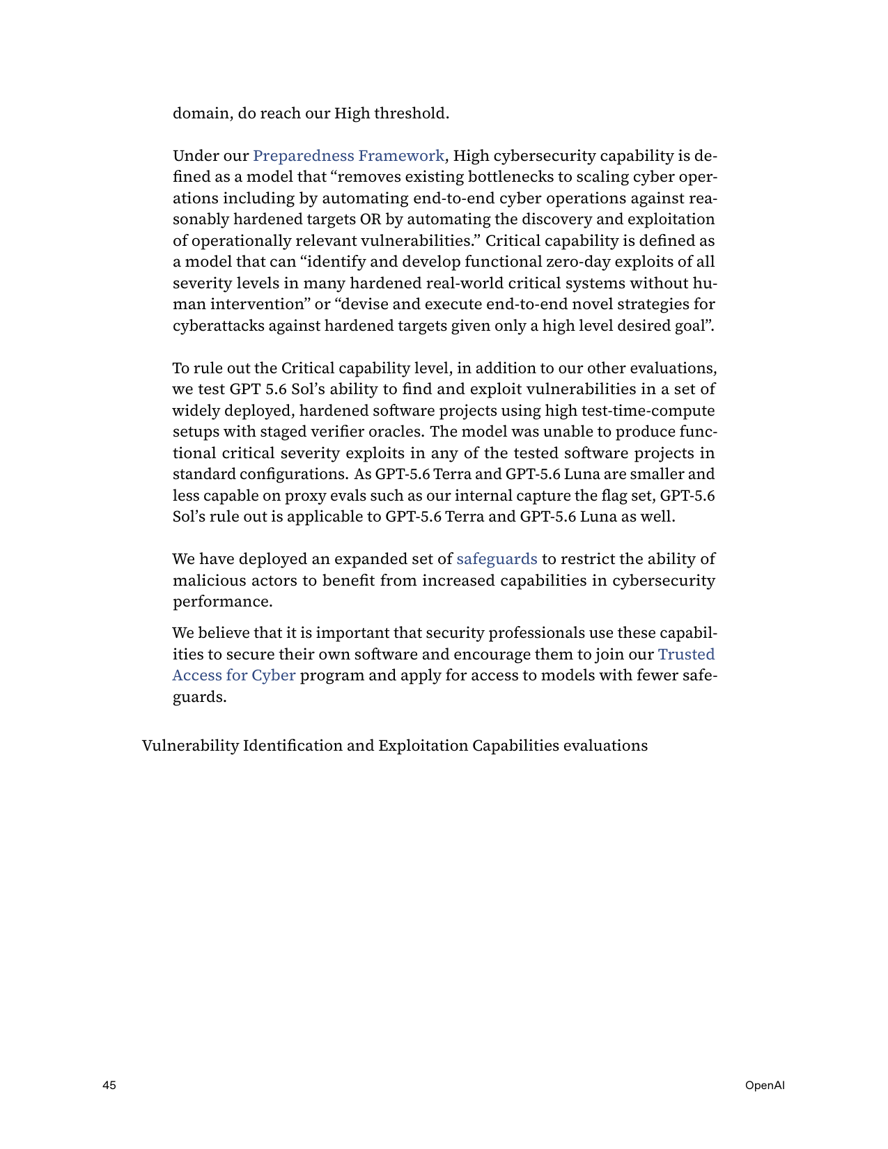 Cybersecurity preparedness — evaluations overview (§9.1.2)